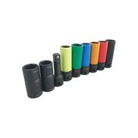Impact socket set for wheel bolts